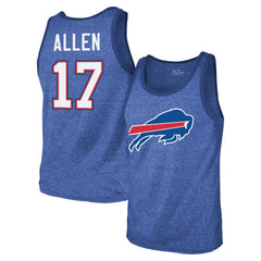 NFL Buffalo Bills Josh Allen Majestic Threads Tri-Blend Player Name & Number Tank Top