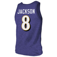 NFL Baltimore Ravens Lamar Jackson Majestic Threads Tri-Blend Player Name & Number Tank Top