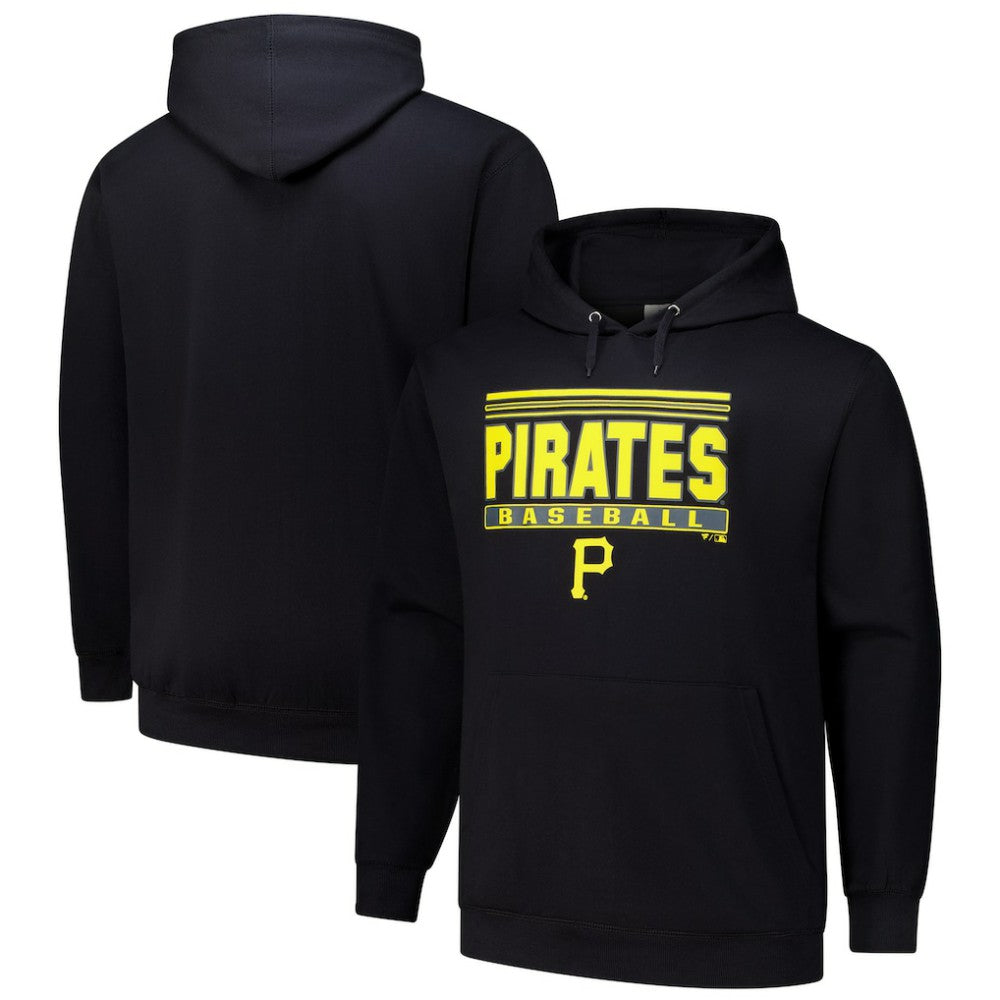 Pittsburgh Pirates Stack Fleece Pullover Hoodie - Black