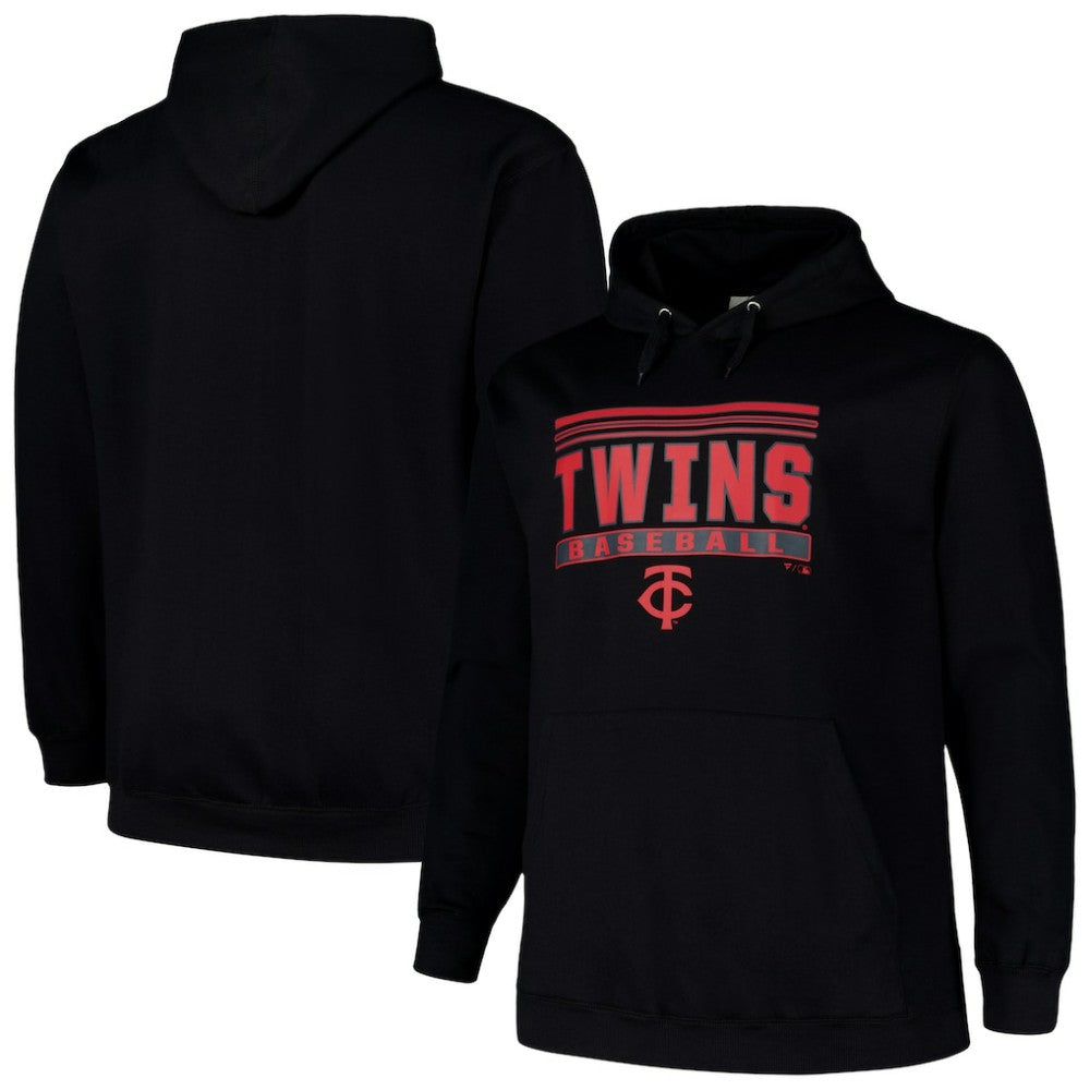 Minnesota Twins Stack Fleece Pullover Hoodie - Black