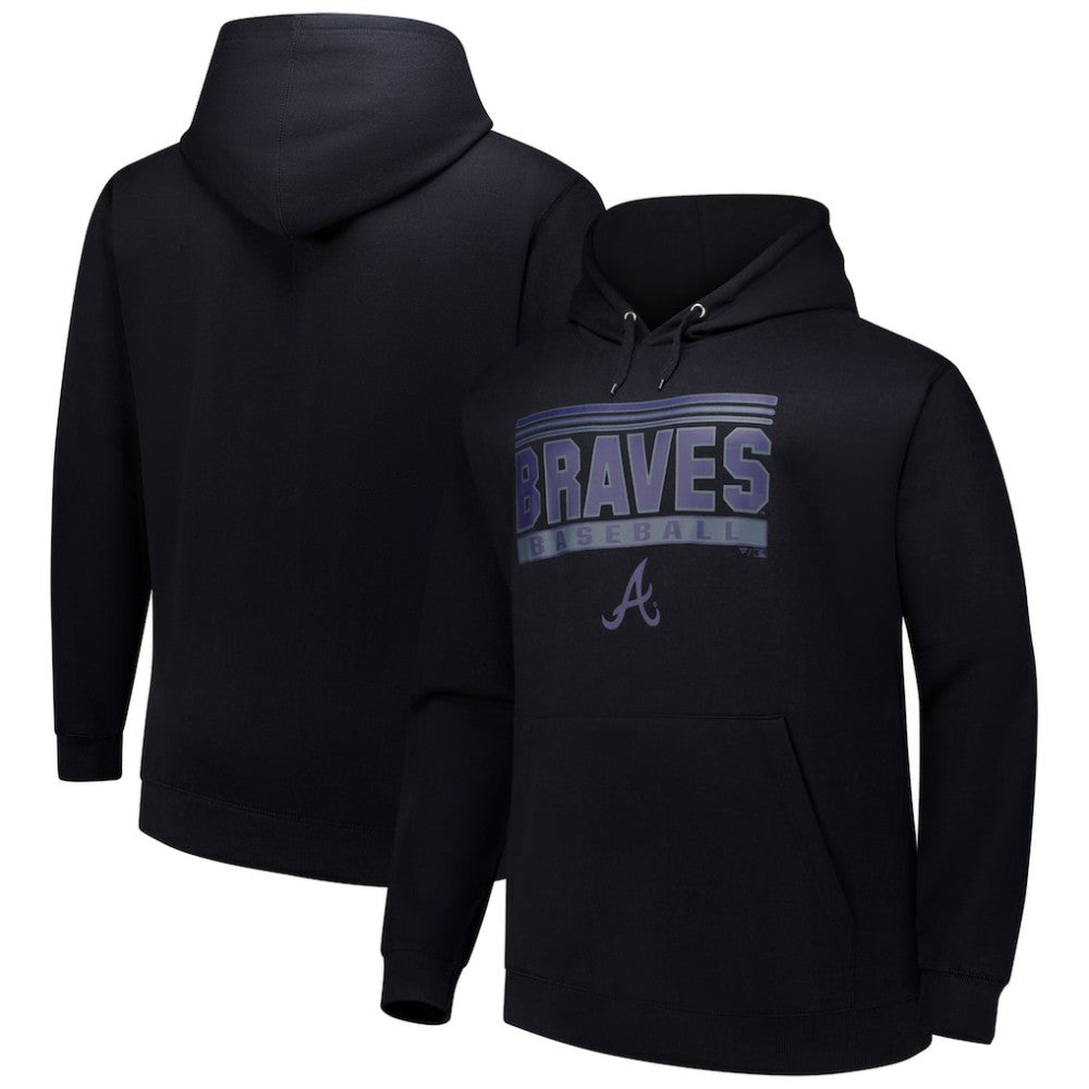 Atlanta Braves Stack Fleece Pullover Hoodie - Black