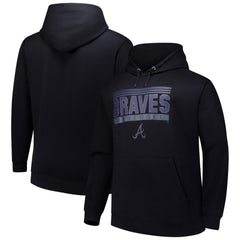 Atlanta Braves Stack Fleece Pullover Hoodie - Black