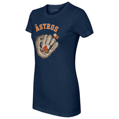Houston Astros Tiny Turnip Women's Butterfly Glove T-Shirt - Navy