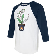 Houston Astros Tiny Turnip Unisex Lilies and Ladybugs 3/4-Sleeve Raglan T-Shirt - White/Navy