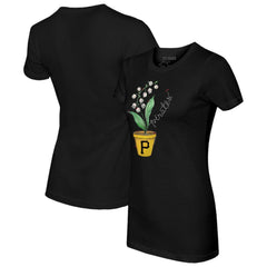 Pittsburgh Pirates Tiny Turnip Women's Lilies and Ladybugs T-Shirt - Black