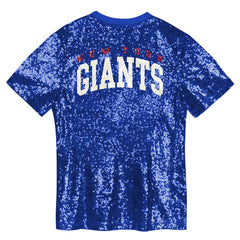 NFL New York Giants Girls Youth Wordmark Sequin V-Neck Top