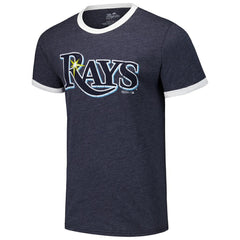 Tampa Bay Rays Majestic Threads Ringer Tri-Blend T-Shirt - Navy