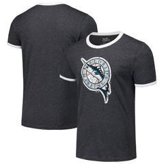 Florida Marlins Majestic Threads Ringer Tri-Blend T-Shirt - Black
