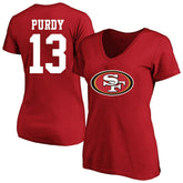 NFL San Francisco 49ers Brock Purdy Women's Plus Size Fair Catch Name & Number Scoop Neck T-Shirt