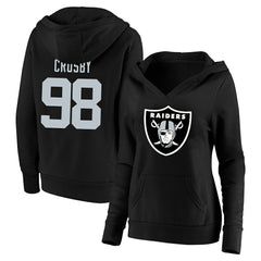 NFL Las Vegas Raiders Maxx Crosby Women's Plus Size Player Name & Number V-Neck Pullover Hoodie