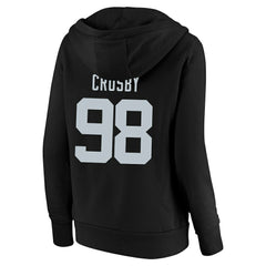 NFL Las Vegas Raiders Maxx Crosby Women's Plus Size Player Name & Number V-Neck Pullover Hoodie