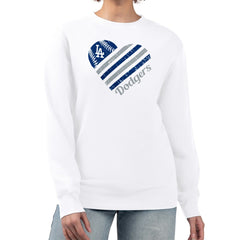 Los Angeles Dodgers G-III 4Her by Carl Banks Women's Heart Logo Fleece Pullover Sweatshirt - White