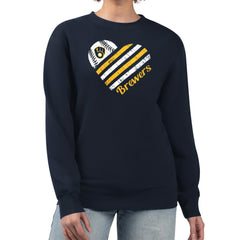 Milwaukee Brewers G-III 4Her by Carl Banks Women's Heart Logo Fleece Pullover Sweatshirt - Navy