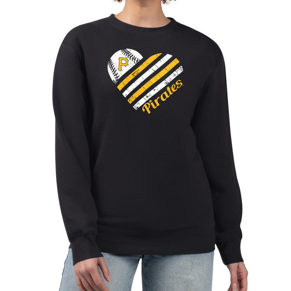 Pittsburgh Pirates G-III 4Her by Carl Banks Women's Heart Logo Fleece Pullover Sweatshirt - Black