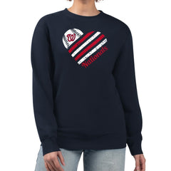 Washington Nationals G-III 4Her by Carl Banks Women's Heart Logo Fleece Pullover Sweatshirt - Navy