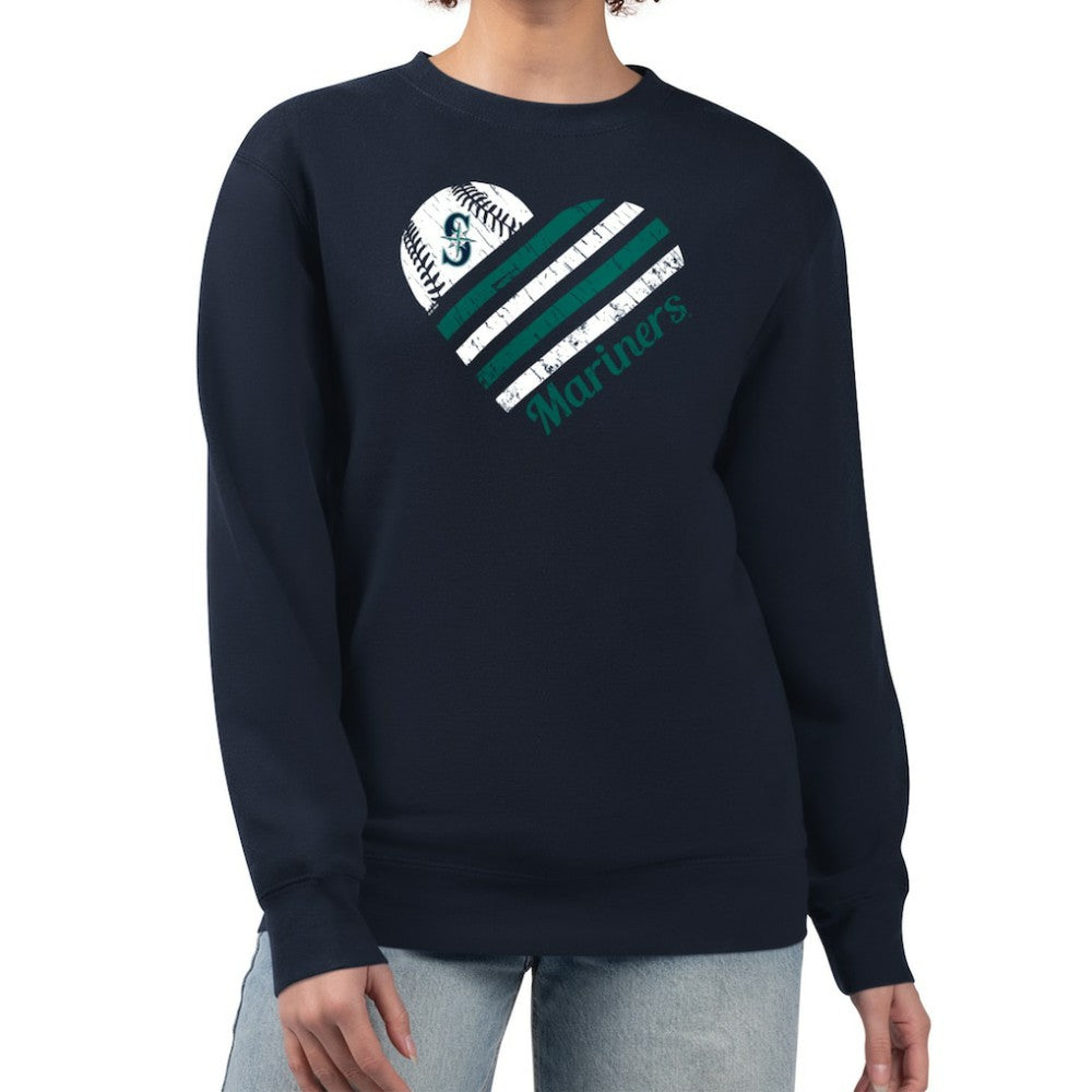 Seattle Mariners G-III 4Her by Carl Banks Women's Heart Logo Fleece Pullover Sweatshirt - Navy