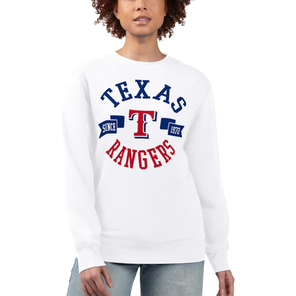 Texas Rangers G-III 4Her by Carl Banks Women's Team Logo Fleece Pullover Sweatshirt - White