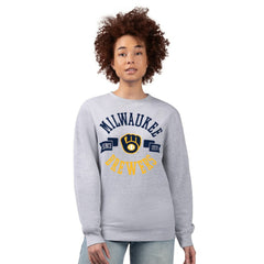 Milwaukee Brewers G-III 4Her by Carl Banks Women's Team Logo Fleece Pullover Sweatshirt - Heather Gray