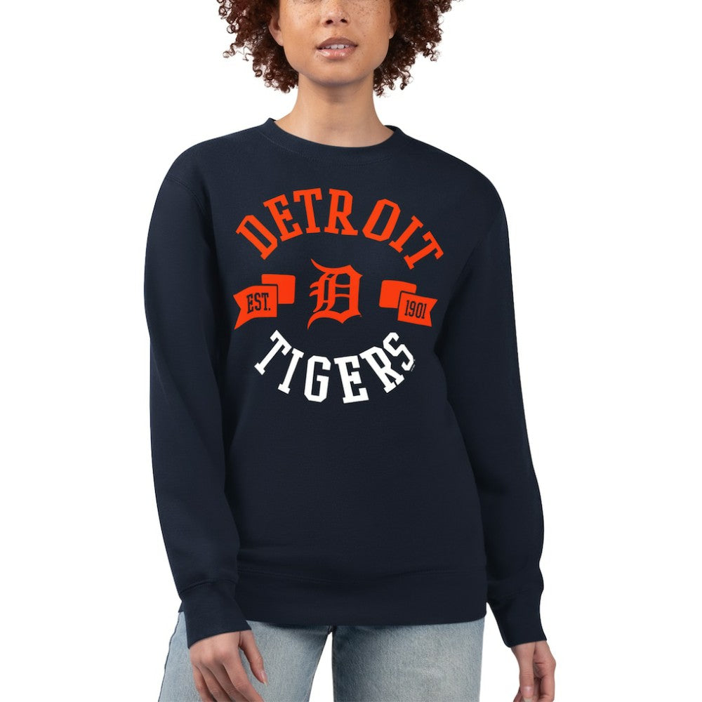 Detroit Tigers G-III 4Her by Carl Banks Women's Team Logo Fleece Pullover Sweatshirt - Navy