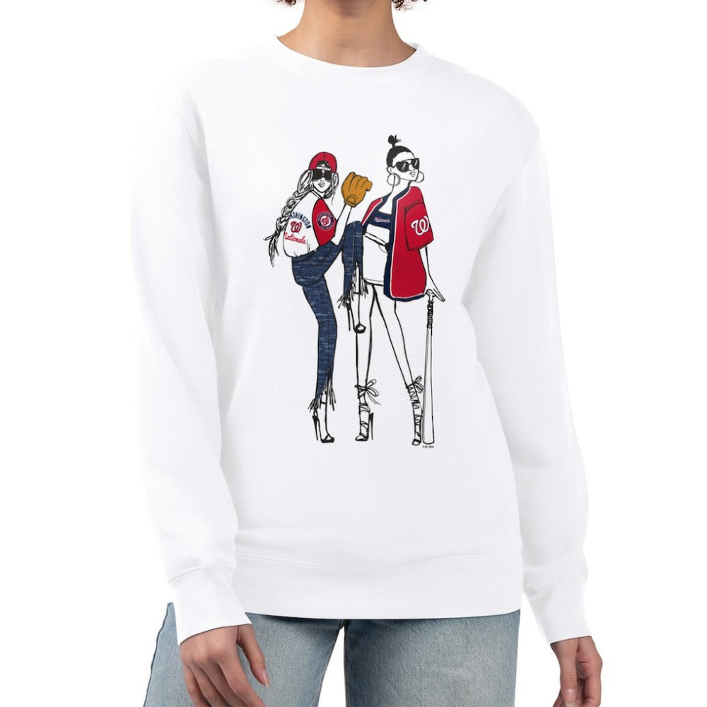 Washington Nationals G-III 4Her by Carl Banks Women's Baseball Girls Fleece Pullover Sweatshirt - White