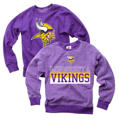 NFL Minnesota Vikings Wes & Willy Youth Reversible Fleece Pullover Sweatshirt