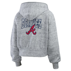 Atlanta Braves WEAR by Erin Andrews Women's Speckled Fleece Cropped Full-Zip Hoodie - Heather Gray