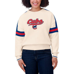Chicago Cubs WEAR by Erin Andrews Women's Stripe Pullover Sweater - Cream