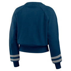 New York Yankees WEAR by Erin Andrews Women's Vintage Washed Cropped Pullover Sweatshirt - Navy