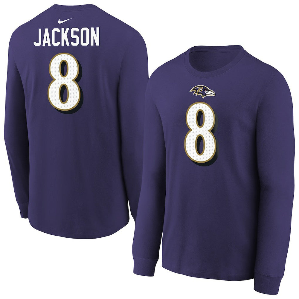 NFL Baltimore Ravens Lamar Jackson Youth Player Name & Number Long Sleeve T-Shirt