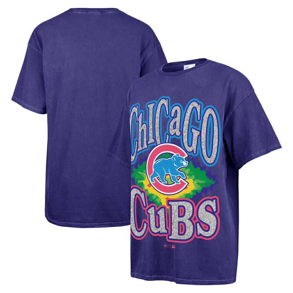 Chicago Cubs Women's Flashing Lights Boyfriend T-Shirt - Navy | 47 brand