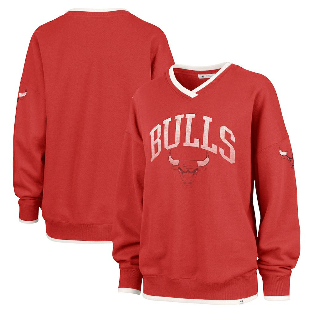 Chicago Bulls '47 Women's Rise Wax Pack Daze '80s Oversize Pullover Sweatshirt - Red | 47 brand cheap