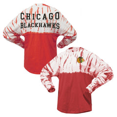 Chicago Blackhawks Spirit Jersey Unisex Crystal Half Dye Long Sleeve T-Shirt