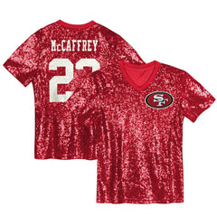 NFL San Francisco 49ers Christian McCaffrey Women's Player Name & Number V-Neck Fashion Jersey