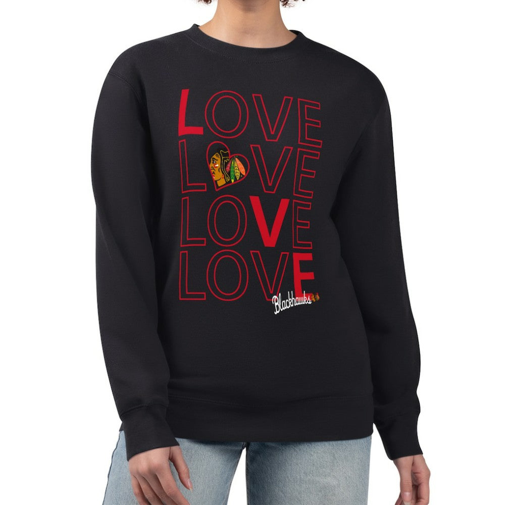 Chicago Blackhawks G-III 4Her by Carl Banks Women's Lots Of Love Team Logo Graphic Pullover Sweatshirt