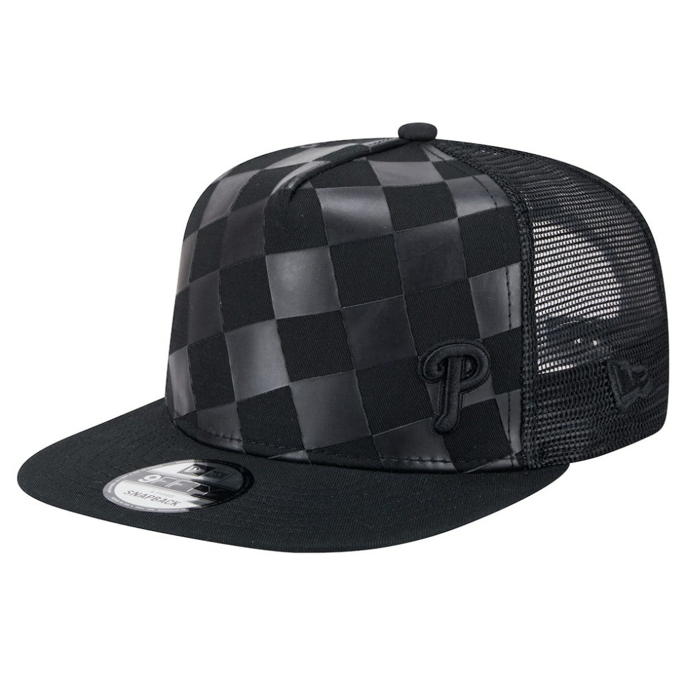 Philadelphia Phillies Score Check 9FIFTY A-Frame Trucker Snapback Hat - Black | New Era