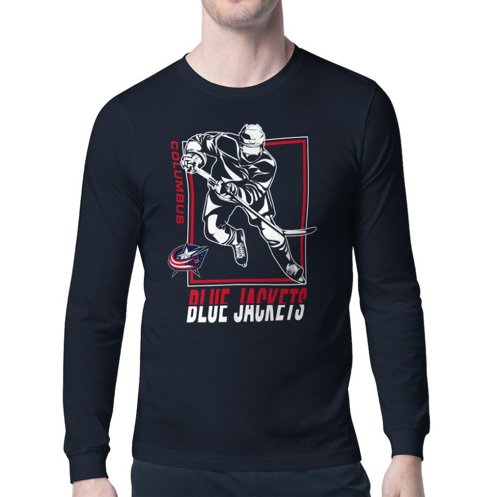 Columbus Blue Jackets Starter Player Grid Long Sleeve T-Shirt