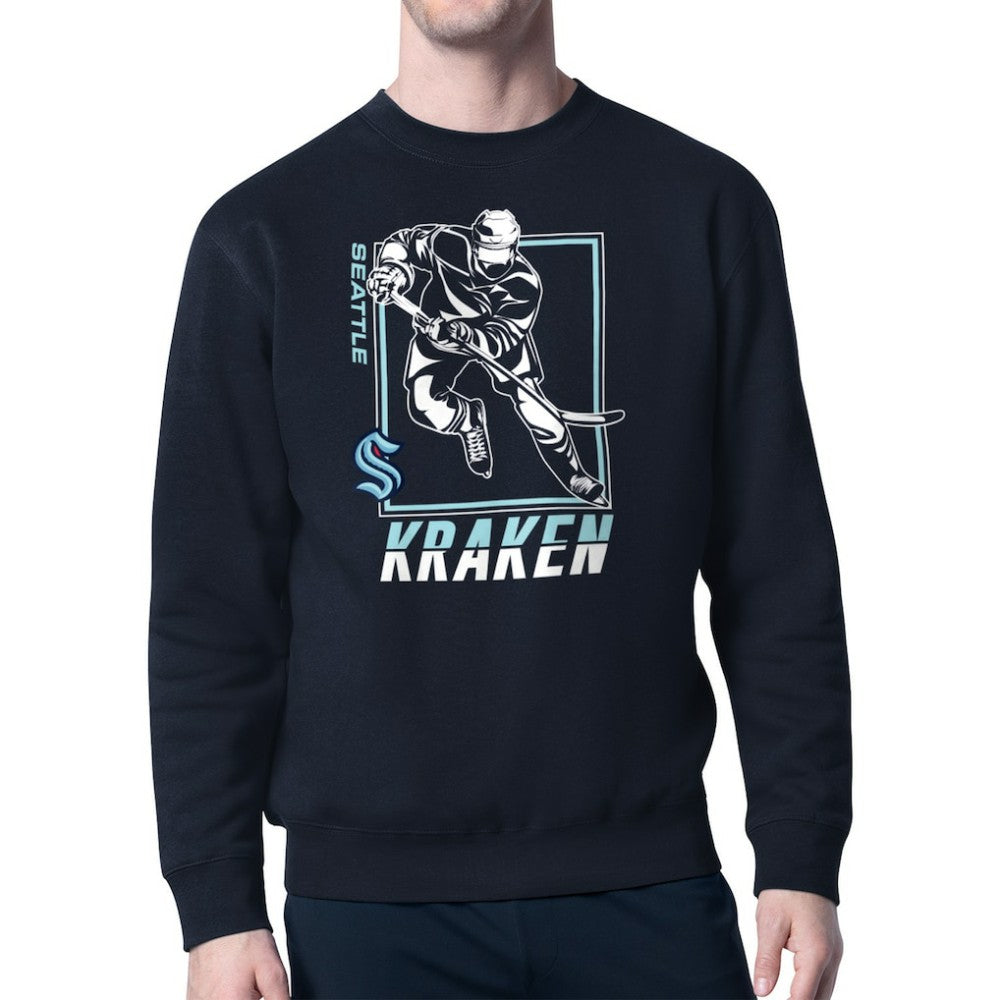 Seattle Kraken Starter Player Grid Fleece Pullover Sweatshirt