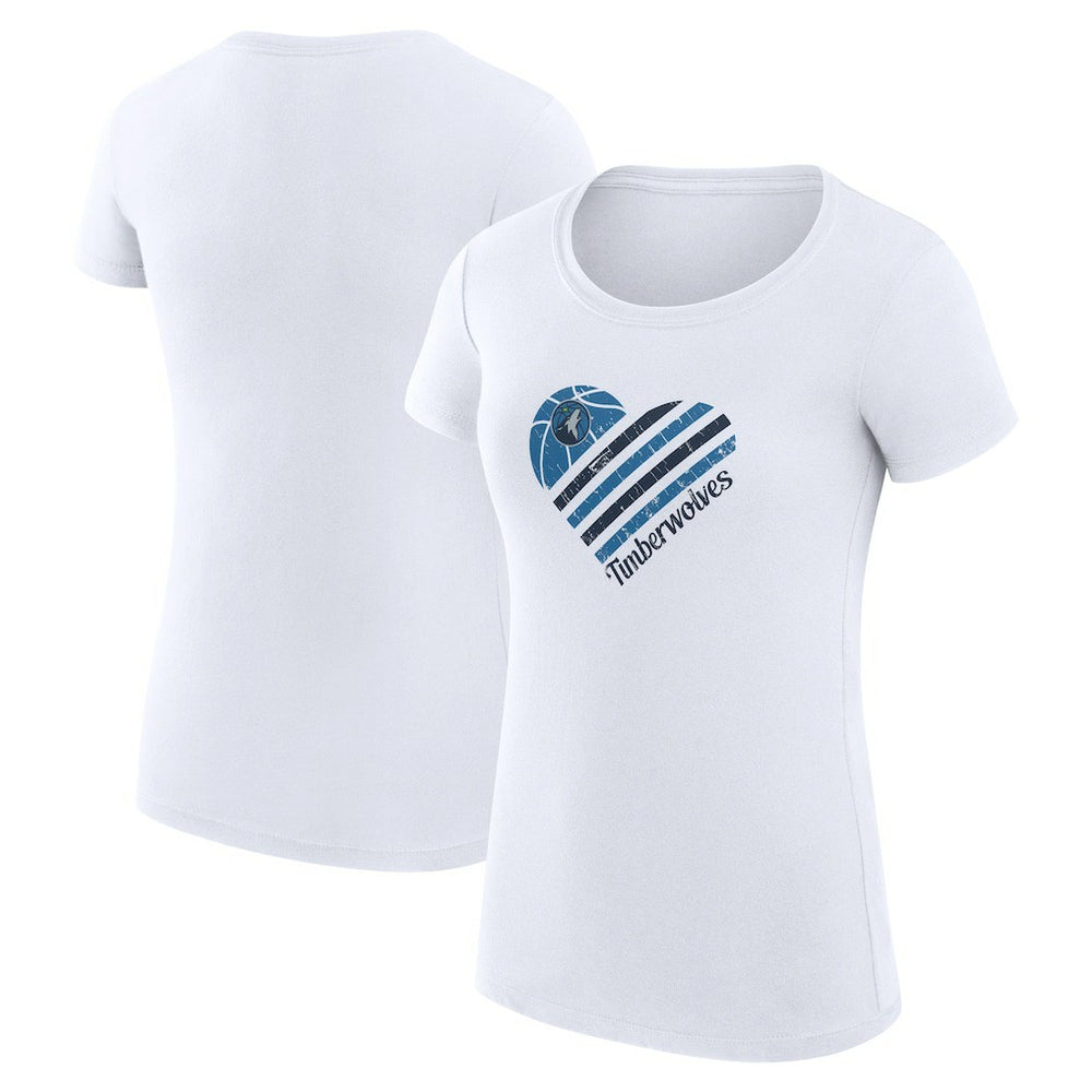 Minnesota Timberwolves G-III 4Her by Carl Banks Women's Super-Slim Fit Lightweight Heart T-Shirt - White shop