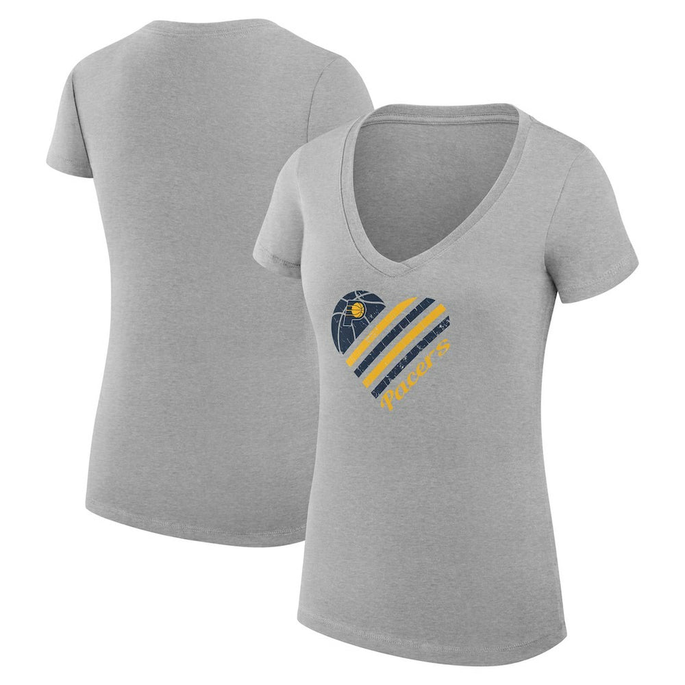 Indiana Pacers G-III 4Her by Carl Banks Women's Super-Slim Fit Lightweight Heart V-Neck T-Shirt - Heather Gray discount