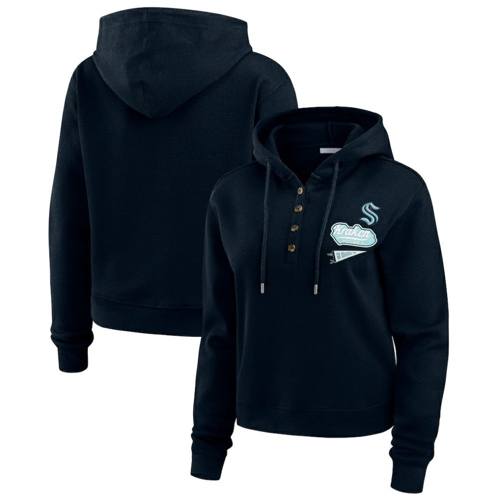 Seattle Kraken WEAR by Erin Andrews Women's Waffle-Knit Pullover Hoodie