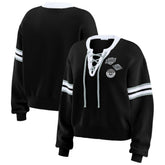 Los Angeles Kings WEAR by Erin Andrews Women's Cropped Lace-Up Sweater