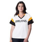 Boston Bruins G-III 4Her by Carl Banks Women's Rink Oversized Rhinestone V-Neck T-Shirt