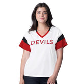 New Jersey Devils G-III 4Her by Carl Banks Women's Rink Oversized Rhinestone V-Neck T-Shirt