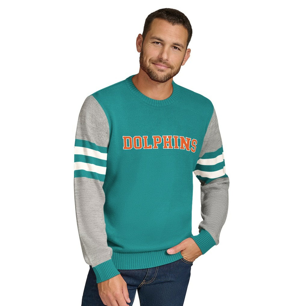NFL Miami Dolphins Tommy Hilfiger Acrylic Crewneck Pullover Sweater