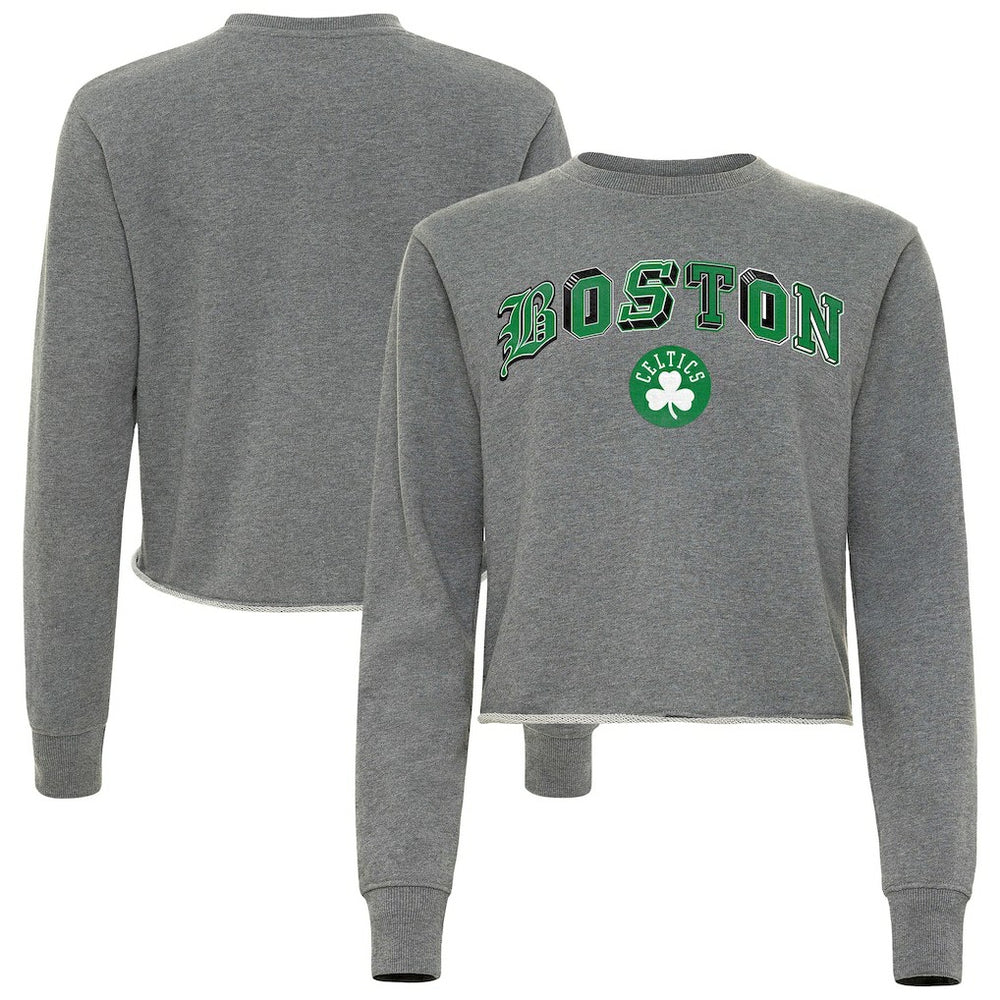 Boston Celtics Sportiqe Women's Varsity Collection Kacey Cropped Pullover Sweatshirt - Heather Gray on sale