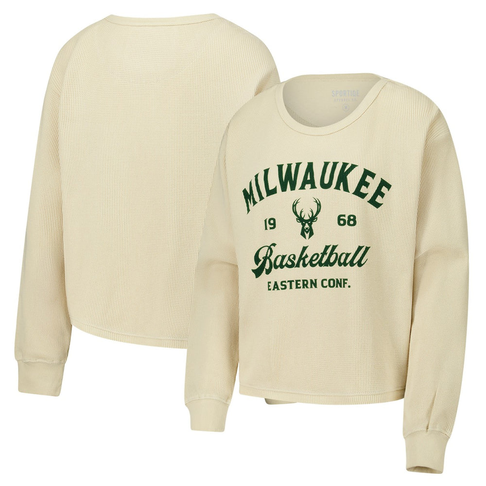 Milwaukee Bucks Sportiqe Unisex High Country Collection Cullen Waffle Knit Long Sleeve T-Shirt - Cream cheap