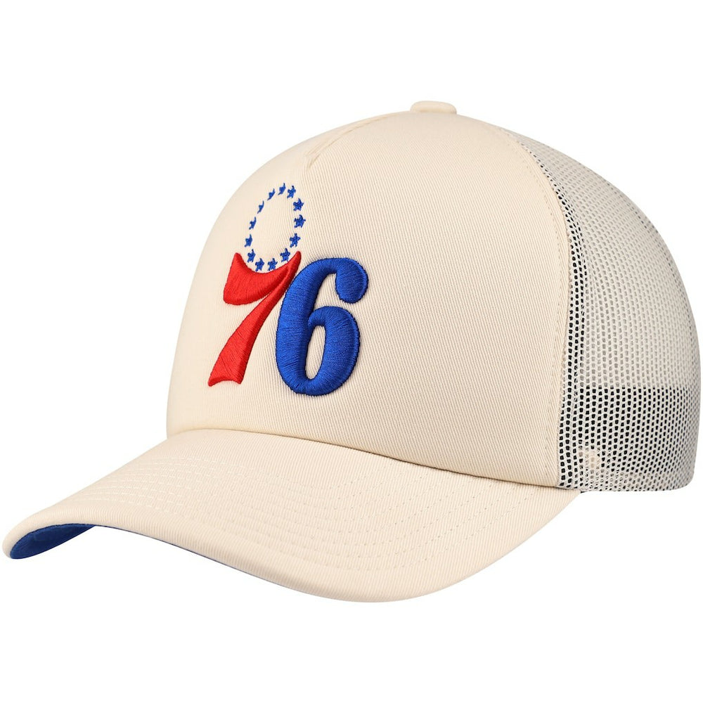 Philadelphia 76ers Trucker Adjustable Hat - Cream | Mitchell & Ness for sale