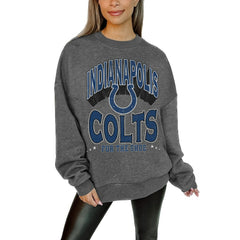 NFL Indianapolis Colts Gameday Couture Women's Oversized Long Weekend Premium Fleece Drop Shoulder Pullover Sweatshirt
