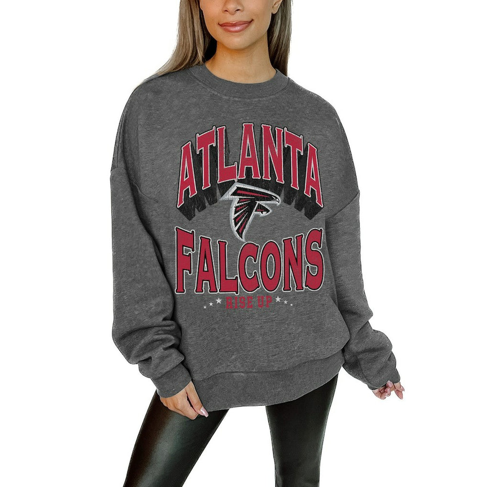 NFL Atlanta Falcons Gameday Couture Women's Oversized Long Weekend Premium Fleece Drop Shoulder Pullover Sweatshirt