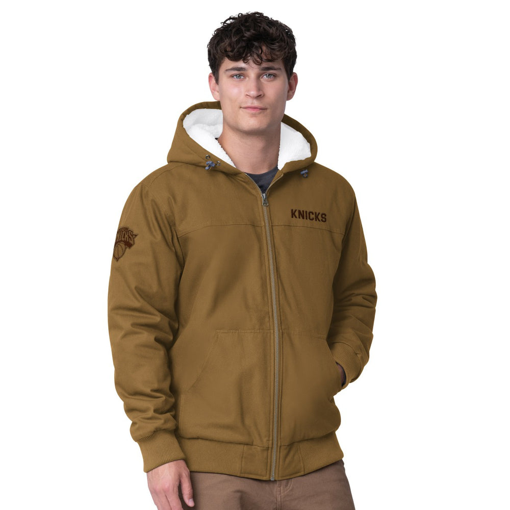 New York Knicks G-III Sports by Carl Banks Build Up Heavy Duck Canvas Full-Zip Hoodie - Tan sale